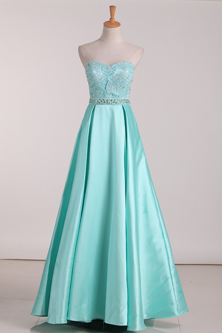 2024 New Arrival A Line Prom Dresses Satin With Beads Floor Length Azazeis 