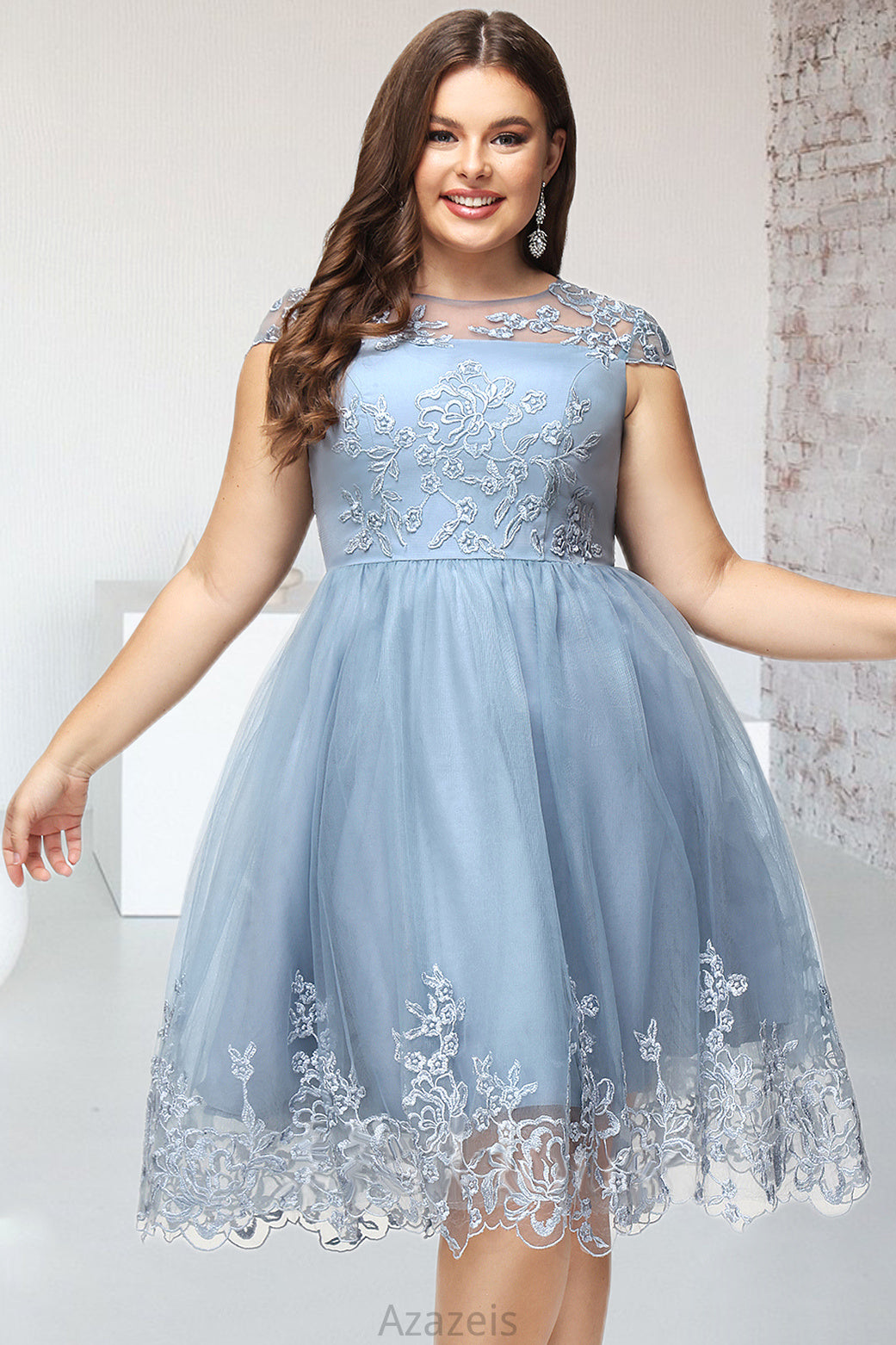 Giuliana A-line Scoop Knee-Length Lace Tulle Homecoming Dress With Sequins DFP0020579