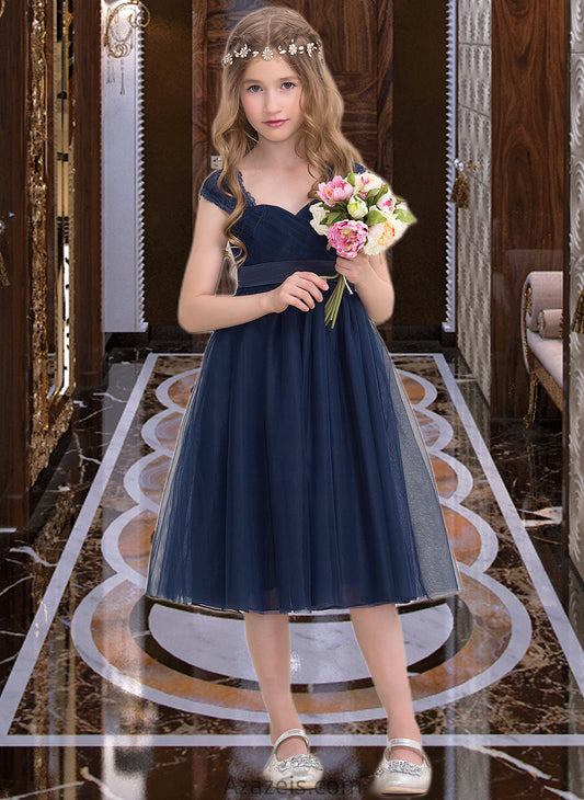 Campbell Empire Sweetheart Knee-Length Tulle Junior Bridesmaid Dress With Ruffle DFP0013590