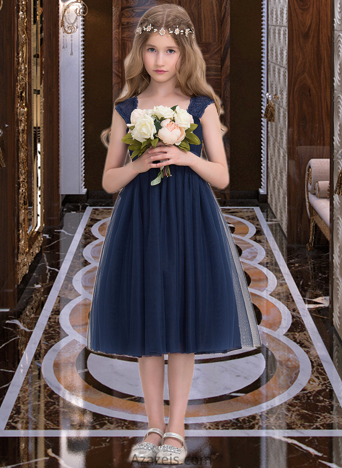 Campbell Empire Sweetheart Knee-Length Tulle Junior Bridesmaid Dress With Ruffle DFP0013590