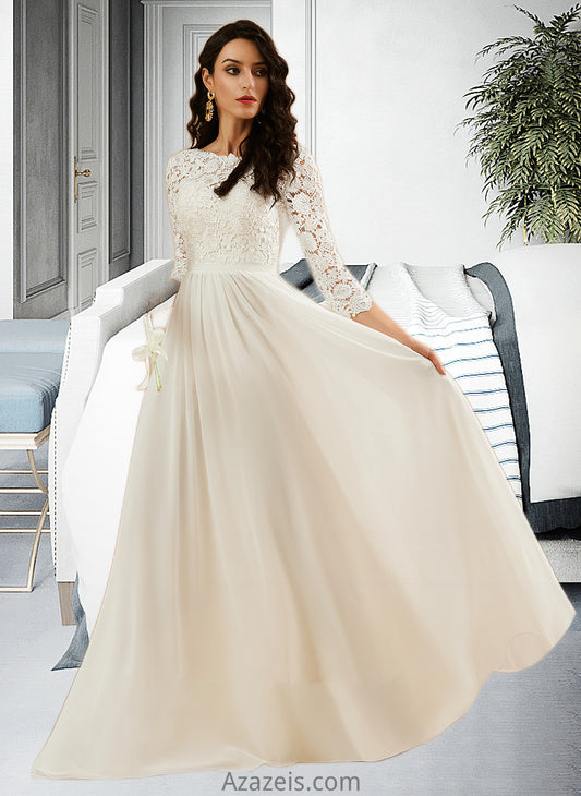 Areli A-Line Sweep Train Wedding Dress With Lace DFP0013715