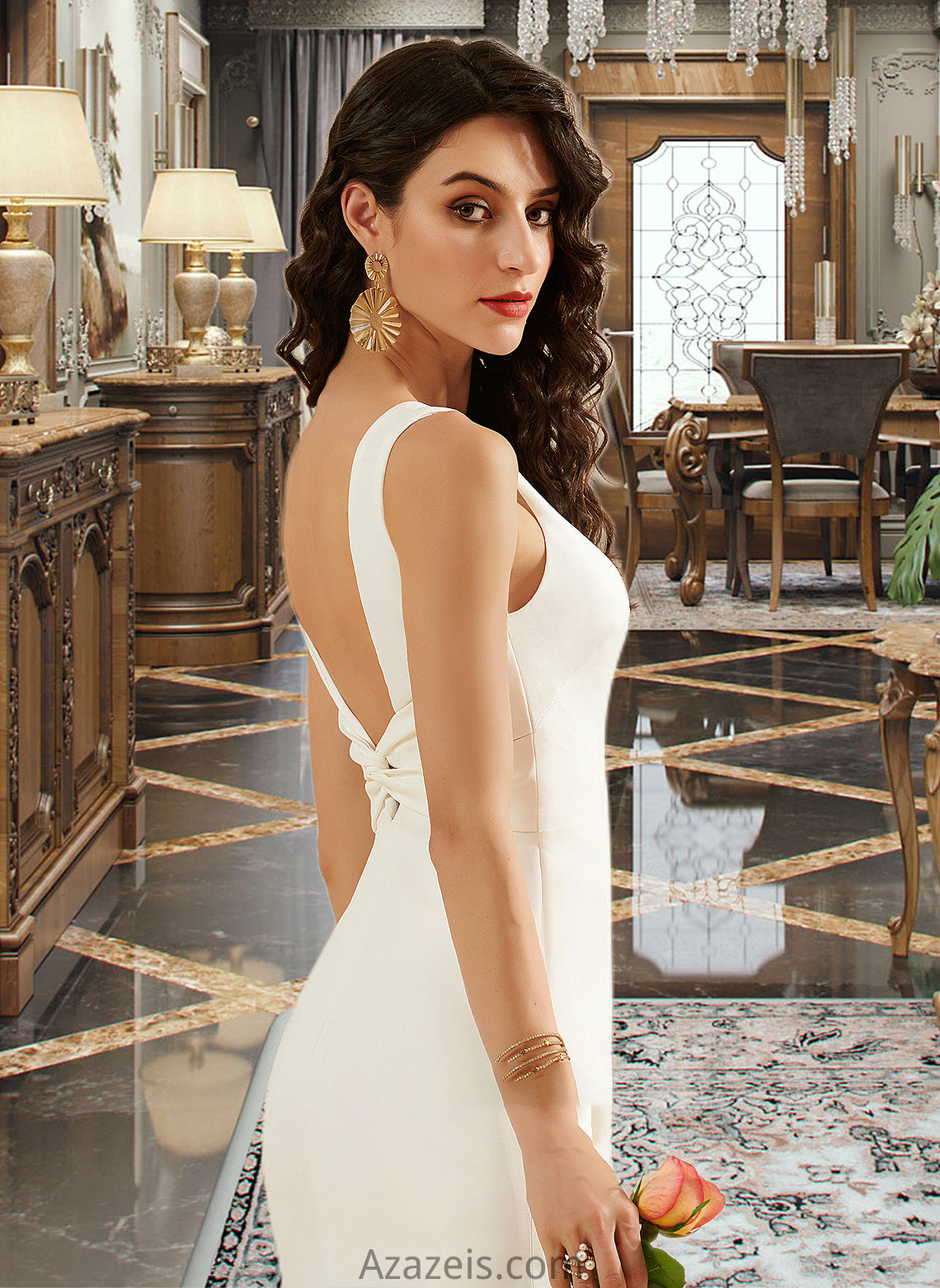 Elena Trumpet/Mermaid Floor-Length Wedding Dress DFP0013762
