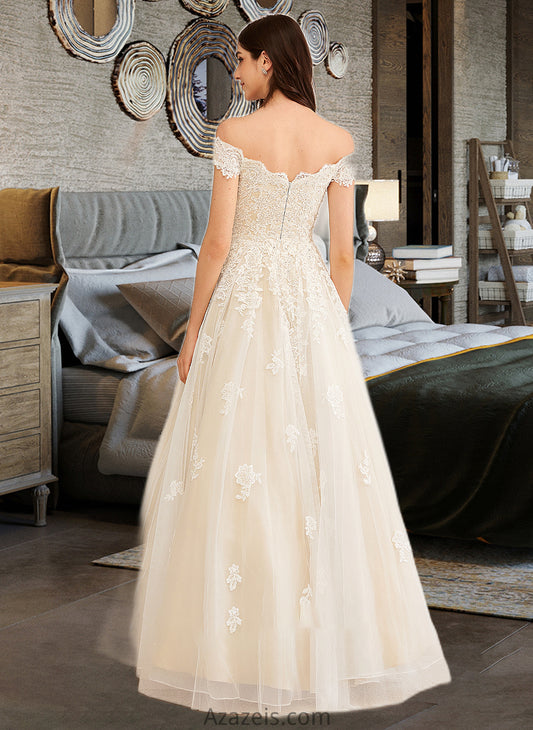 Zoie Ball-Gown/Princess Off-the-Shoulder Floor-Length Wedding Dress With Beading Sequins DFP0013765