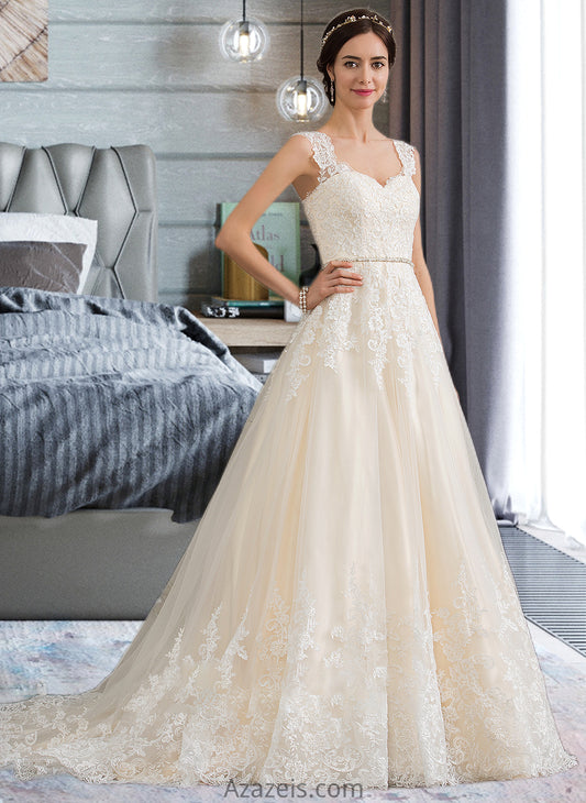 Sophie Ball-Gown/Princess Sweetheart Court Train Tulle Wedding Dress With Beading Sequins DFP0013813