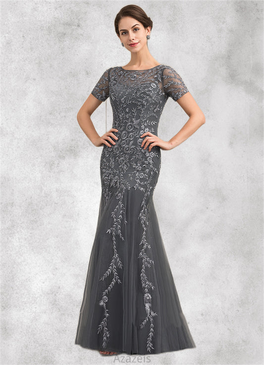 Ella Trumpet/Mermaid Scoop Neck Floor-Length Tulle Lace Mother of the Bride Dress With Beading Sequins DF126P0014767