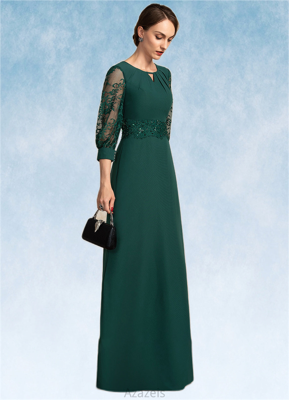 Karissa A-Line Scoop Neck Floor-Length Chiffon Lace Mother of the Bride Dress With Beading Sequins DF126P0014773