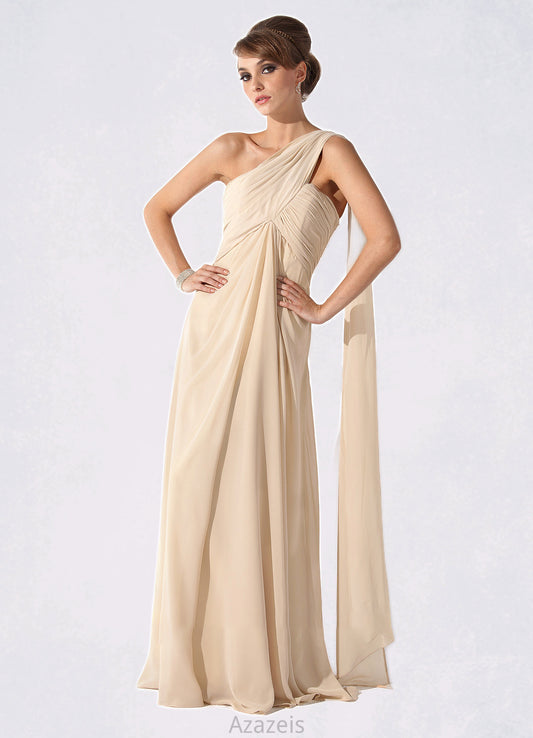 Marcie Empire One-Shoulder Floor-Length Chiffon Mother of the Bride Dress With Ruffle DF126P0014777