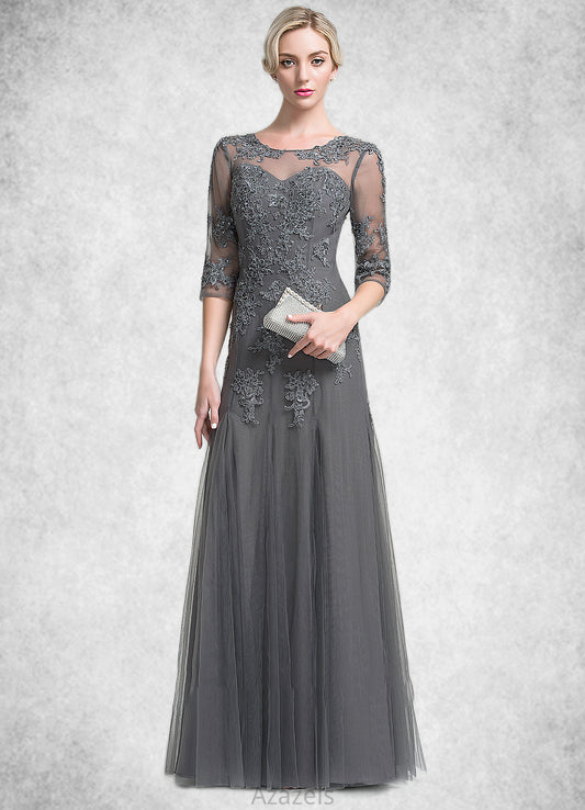 Camila A-Line/Princess Scoop Neck Floor-Length Tulle Mother of the Bride Dress With Beading Sequins DF126P0014782