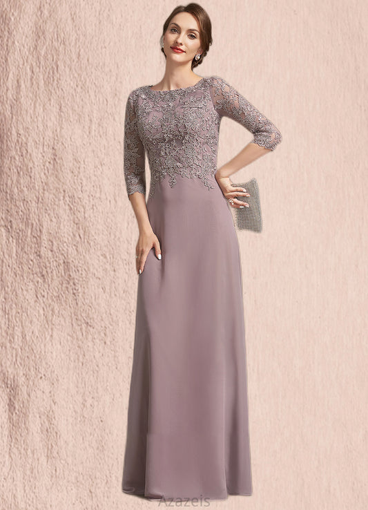 Hazel A-Line Scoop Neck Floor-Length Chiffon Lace Mother of the Bride Dress DF126P0014788