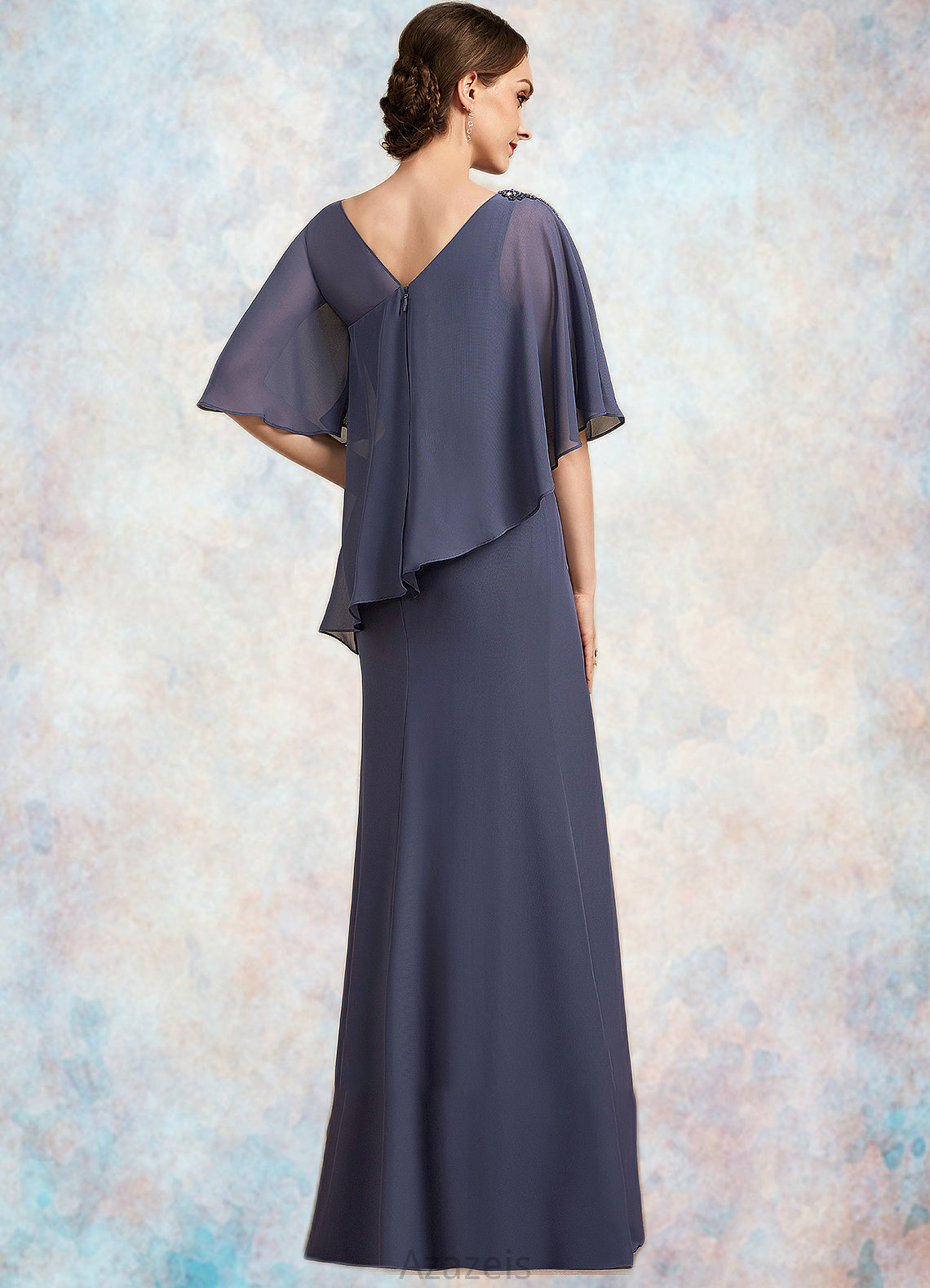 Nyla A-Line Scoop Neck Floor-Length Chiffon Mother of the Bride Dress With Beading DF126P0014793