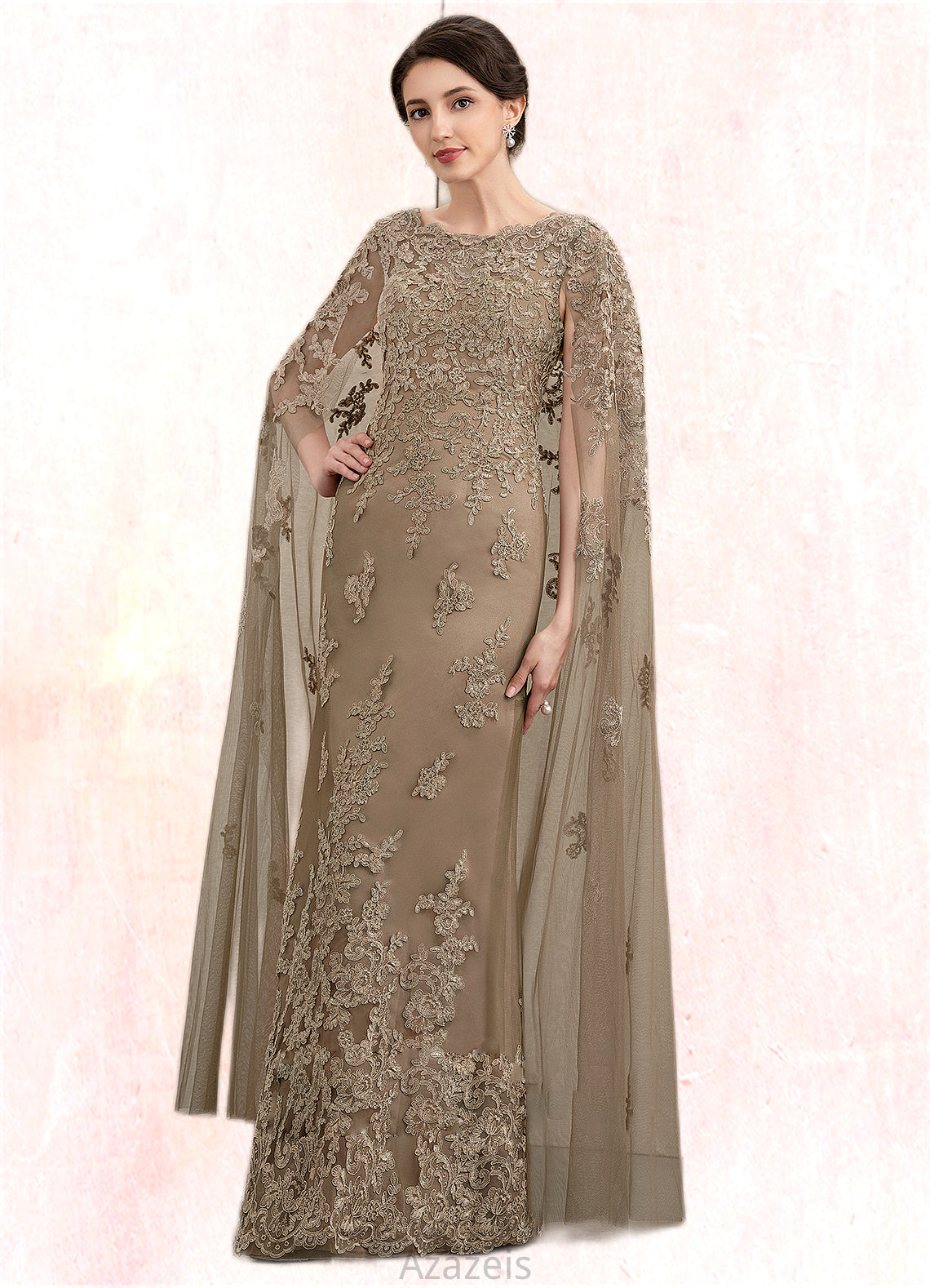 Emmalee Sheath/Column Scoop Neck Floor-Length Lace Mother of the Bride Dress DF126P0014815