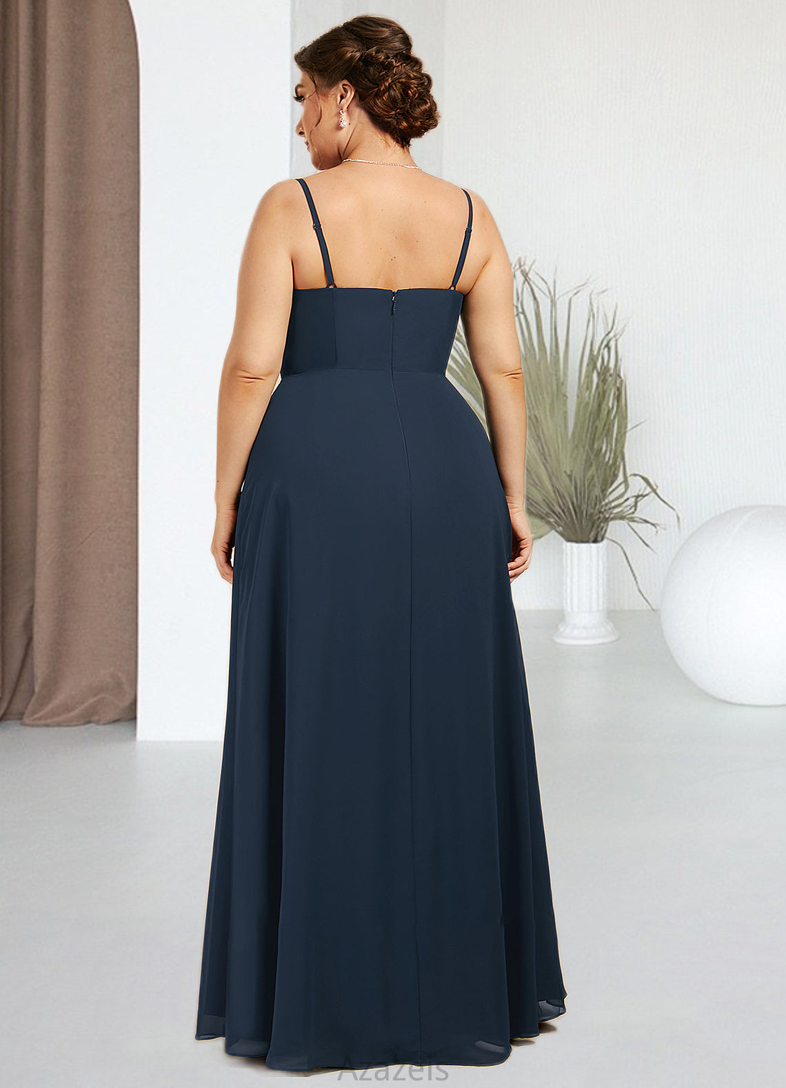 Lizeth A-Line Square Neckline Floor-Length Chiffon Mother of the Bride Dress DF126P0014818