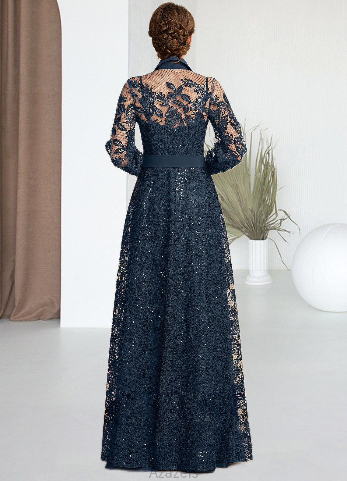 Lizeth A-Line Square Neckline Floor-Length Chiffon Mother of the Bride Dress DF126P0014818