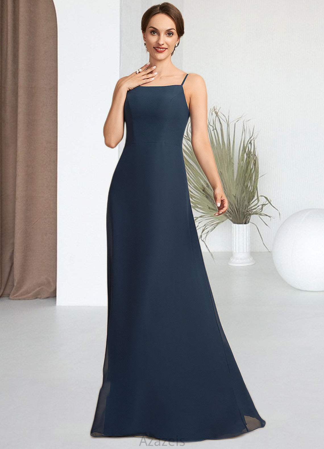 Lizeth A-Line Square Neckline Floor-Length Chiffon Mother of the Bride Dress DF126P0014818