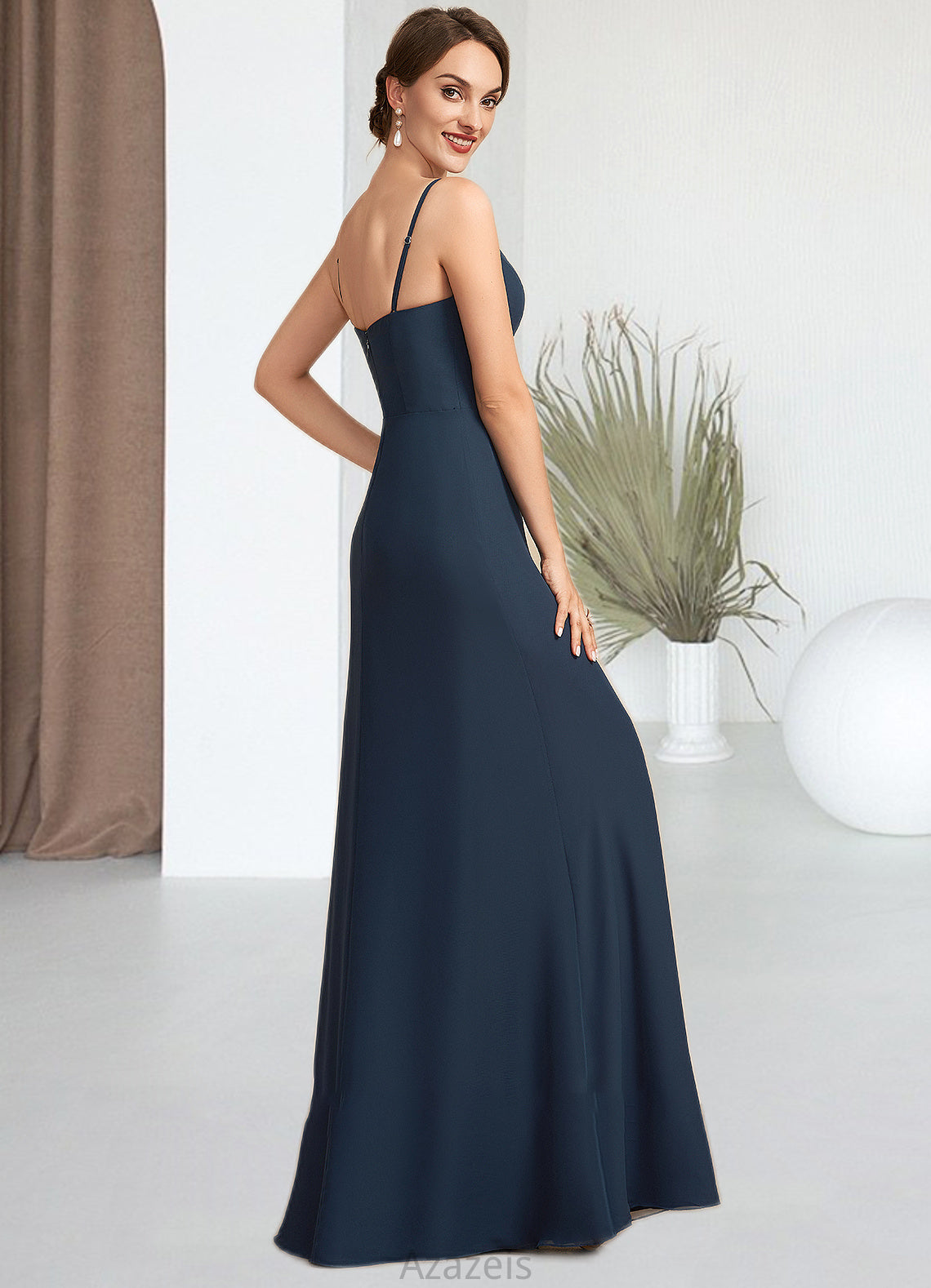 Lizeth A-Line Square Neckline Floor-Length Chiffon Mother of the Bride Dress DF126P0014818