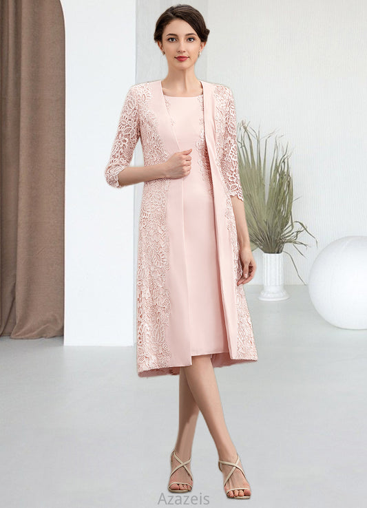 Melody Sheath/Column Scoop Neck Knee-Length Lace Stretch Crepe Mother of the Bride Dress DF126P0014843