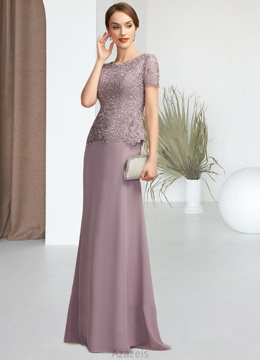 Makaila A-Line Scoop Neck Floor-Length Chiffon Lace Mother of the Bride Dress DF126P0014846