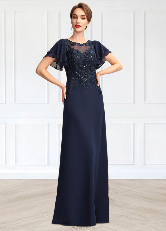 Angelique A-Line Scoop Neck Floor-Length Chiffon Lace Mother of the Bride Dress With Sequins DF126P0014857