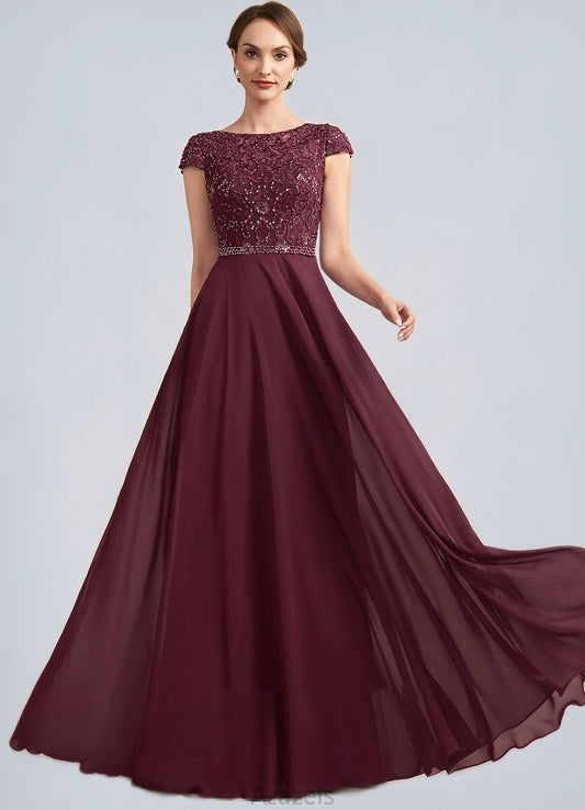 Brooklyn A-Line Scoop Neck Floor-Length Chiffon Lace Mother of the Bride Dress With Beading Sequins DF126P0014863