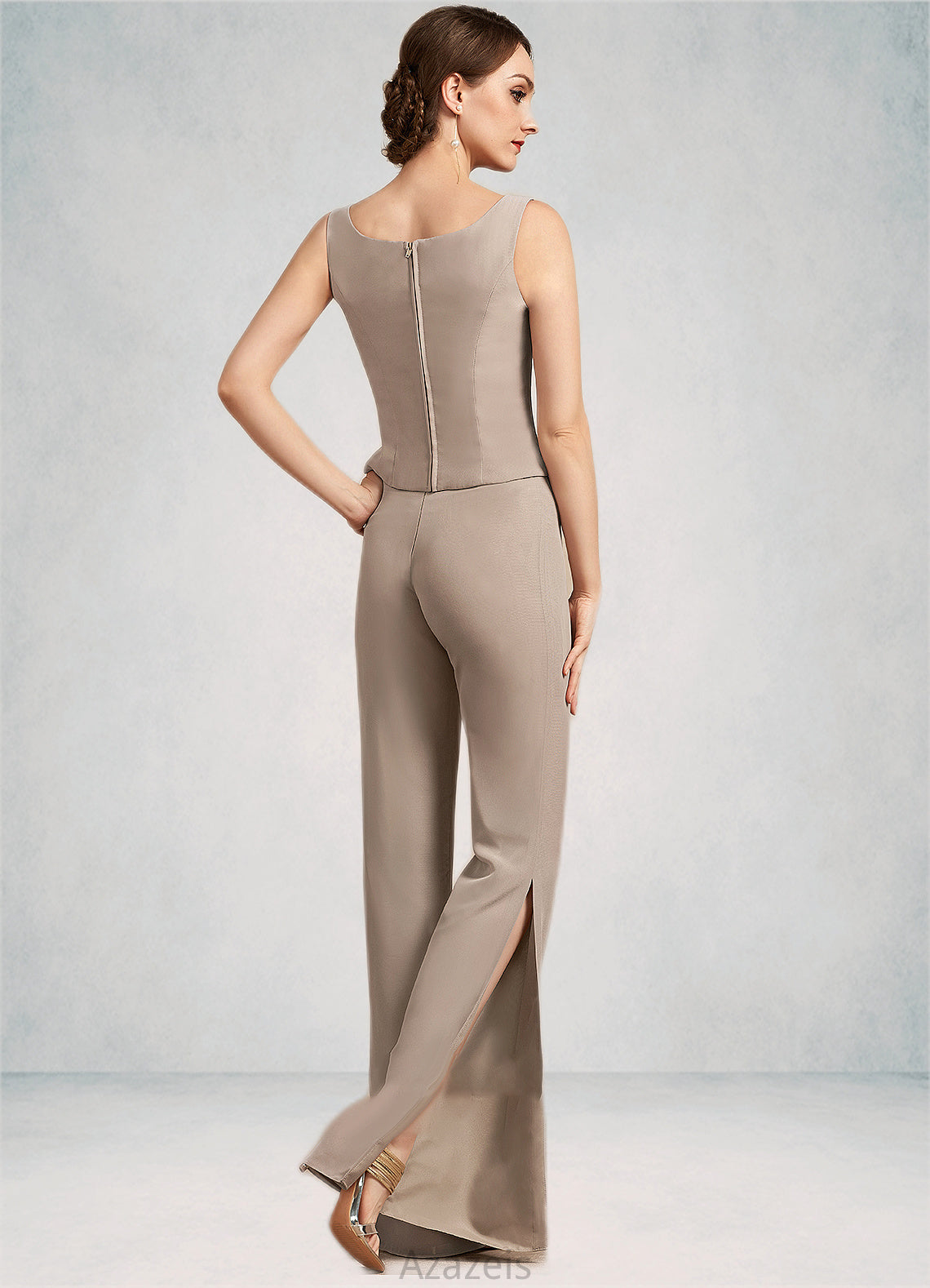 Lucille Jumpsuit/Pantsuit Scoop Neck Floor-Length Chiffon Mother of the Bride Dress DF126P0014864