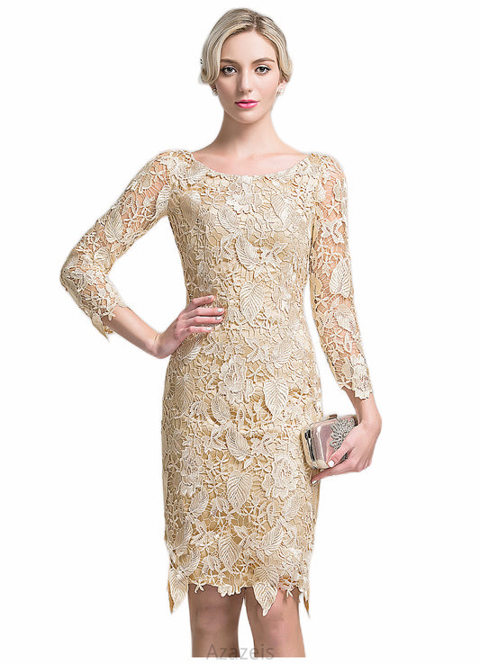 Undine Sheath/Column Scoop Neck Knee-Length Lace Mother of the Bride Dress DF126P0014865