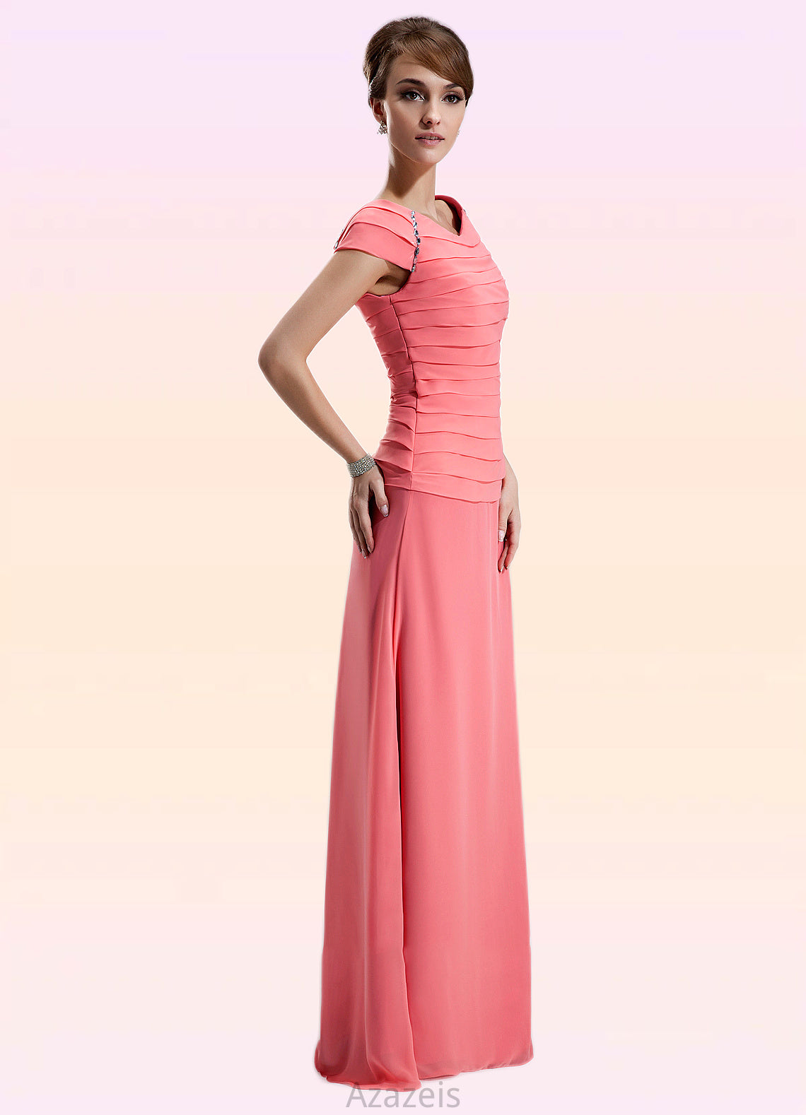 Regan A-Line Scoop Neck Floor-Length Chiffon Mother of the Bride Dress With Ruffle Beading DF126P0014872