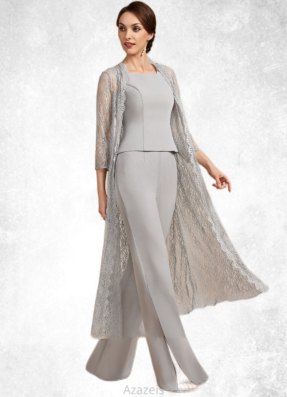 Genesis Jumpsuit/Pantsuit Square Neckline Floor-Length Chiffon Mother of the Bride Dress DF126P0014900