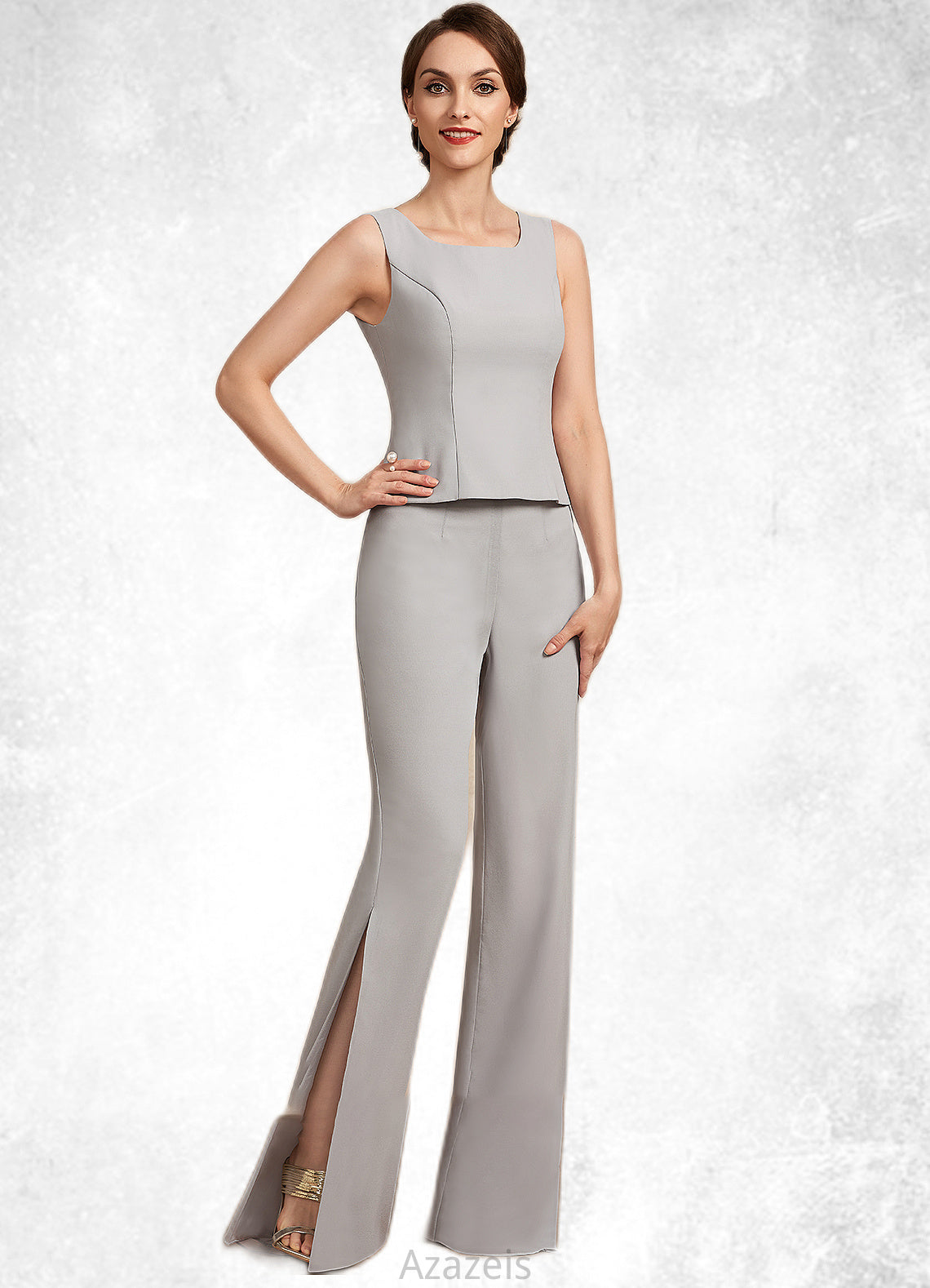 Genesis Jumpsuit/Pantsuit Square Neckline Floor-Length Chiffon Mother of the Bride Dress DF126P0014900