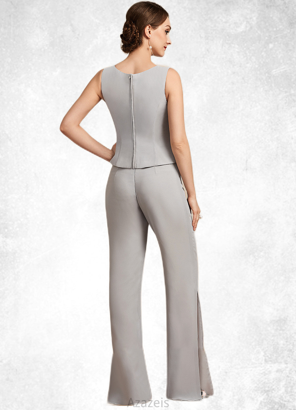 Genesis Jumpsuit/Pantsuit Square Neckline Floor-Length Chiffon Mother of the Bride Dress DF126P0014900