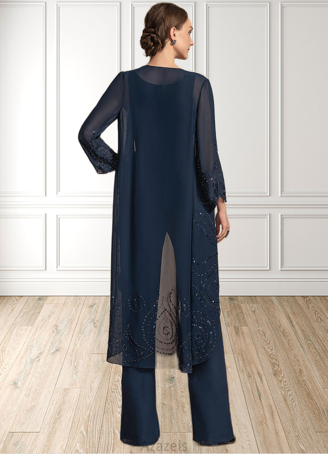 Millie Jumpsuit/Pantsuit Scoop Neck Floor-Length Chiffon Mother of the Bride Dress DF126P0014914