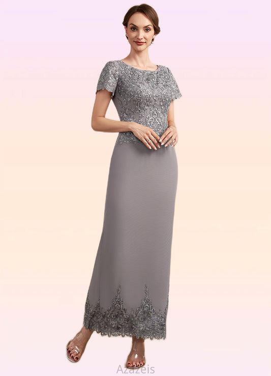 Gisselle Sheath/Column Scoop Neck Ankle-Length Chiffon Lace Mother of the Bride Dress With Sequins DF126P0014922