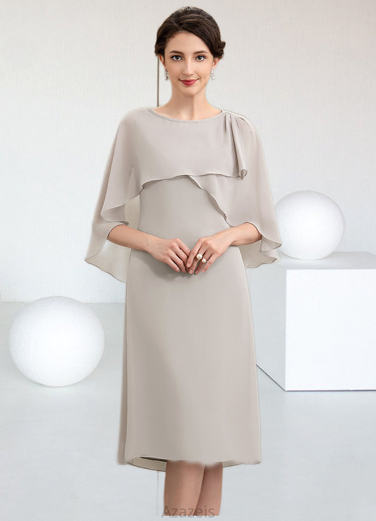 Rory A-Line Scoop Neck Knee-Length Chiffon Mother of the Bride Dress DF126P0014935