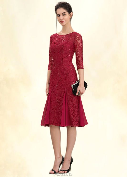 Madelyn A-Line Scoop Neck Knee-Length Lace Mother of the Bride Dress With Sequins DF126P0014961