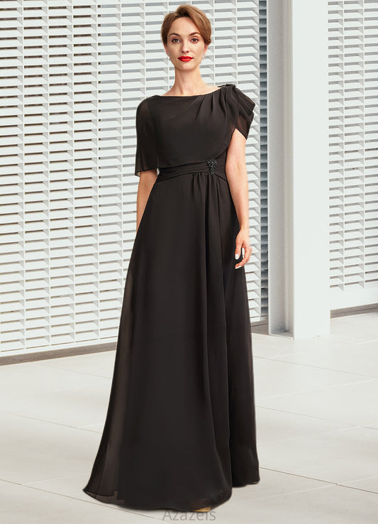 Katelynn A-Line Scoop Neck Floor-Length Chiffon Mother of the Bride Dress With Ruffle Beading DF126P0014970