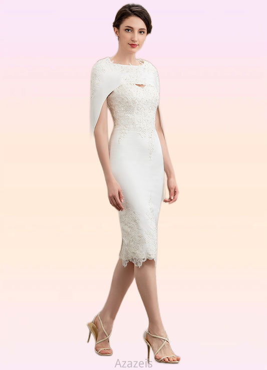 Sophie Sheath/Column Sweetheart Knee-Length Lace Stretch Crepe Mother of the Bride Dress With Beading DF126P0014973