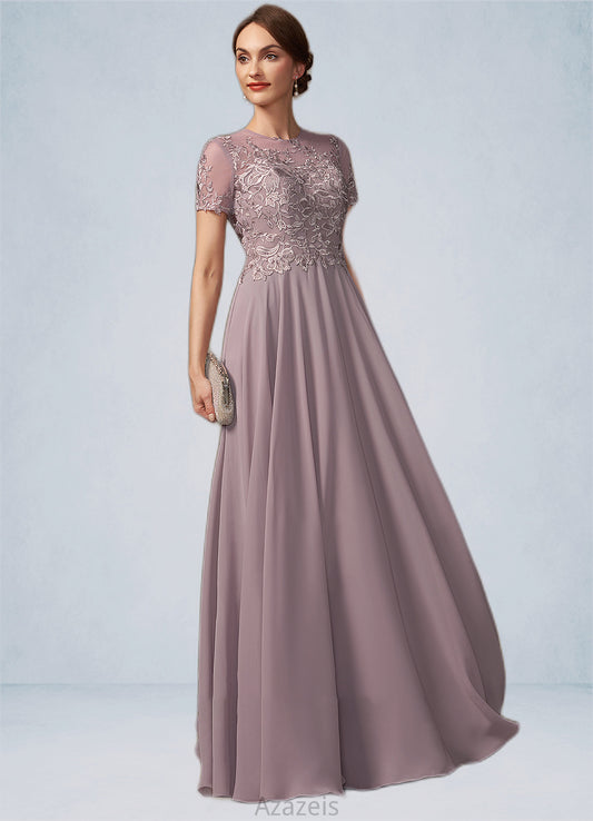 Ayla A-Line Scoop Neck Floor-Length Chiffon Lace Mother of the Bride Dress With Beading Sequins DF126P0014987
