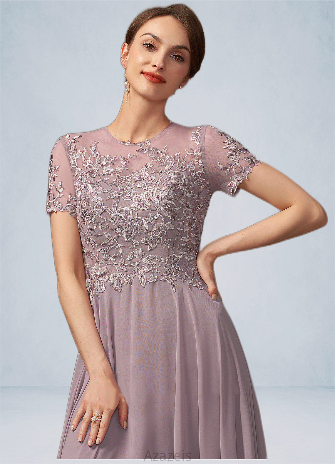 Ayla A-Line Scoop Neck Floor-Length Chiffon Lace Mother of the Bride Dress With Beading Sequins DF126P0014987