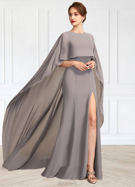 Nora Sheath/Column Scoop Neck Sweep Train Chiffon Mother of the Bride Dress With Split Front DF126P0015000