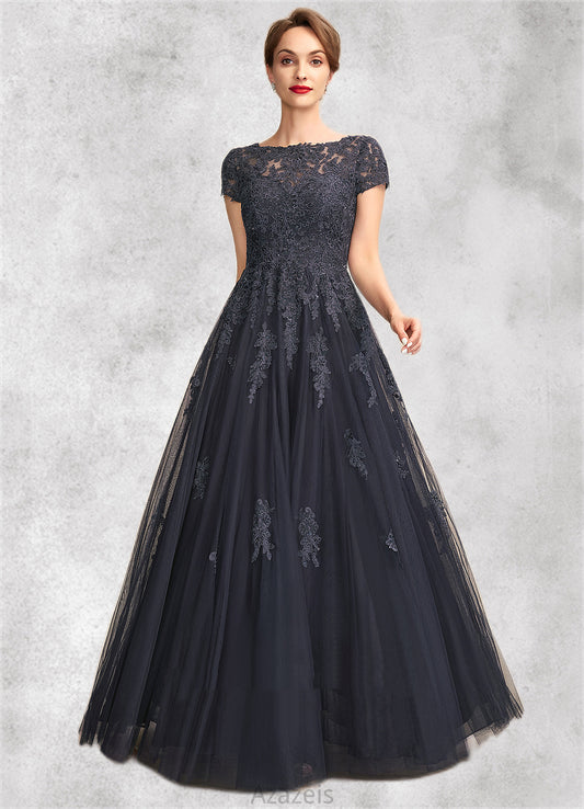 Sally A-Line Scoop Neck Floor-Length Tulle Lace Mother of the Bride Dress With Beading DF126P0015029
