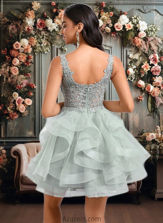 Sheila Ball-Gown/Princess V-Neck Short Tulle Lace Homecoming Dress DFP0025671