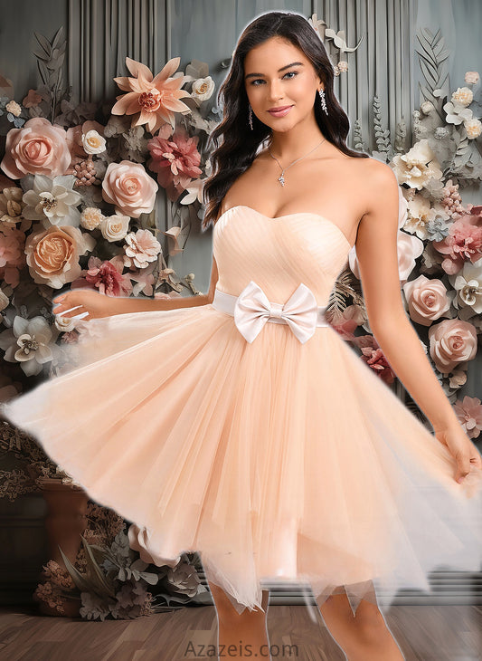 Isla Ball-Gown/Princess Sweetheart Short Tulle Homecoming Dress With Bow DFP0025719