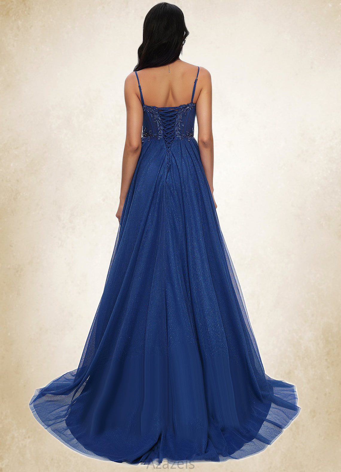 Kaliyah Ball-Gown/Princess Sweetheart Sweep Train Tulle Prom Dresses With Appliques Lace Sequins DFP0022210