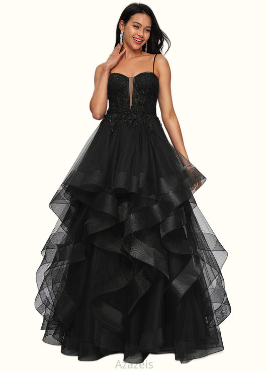 Stacy Ball-Gown/Princess Sweetheart Floor-Length Tulle Prom Dresses With Appliques Lace Sequins DFP0022220