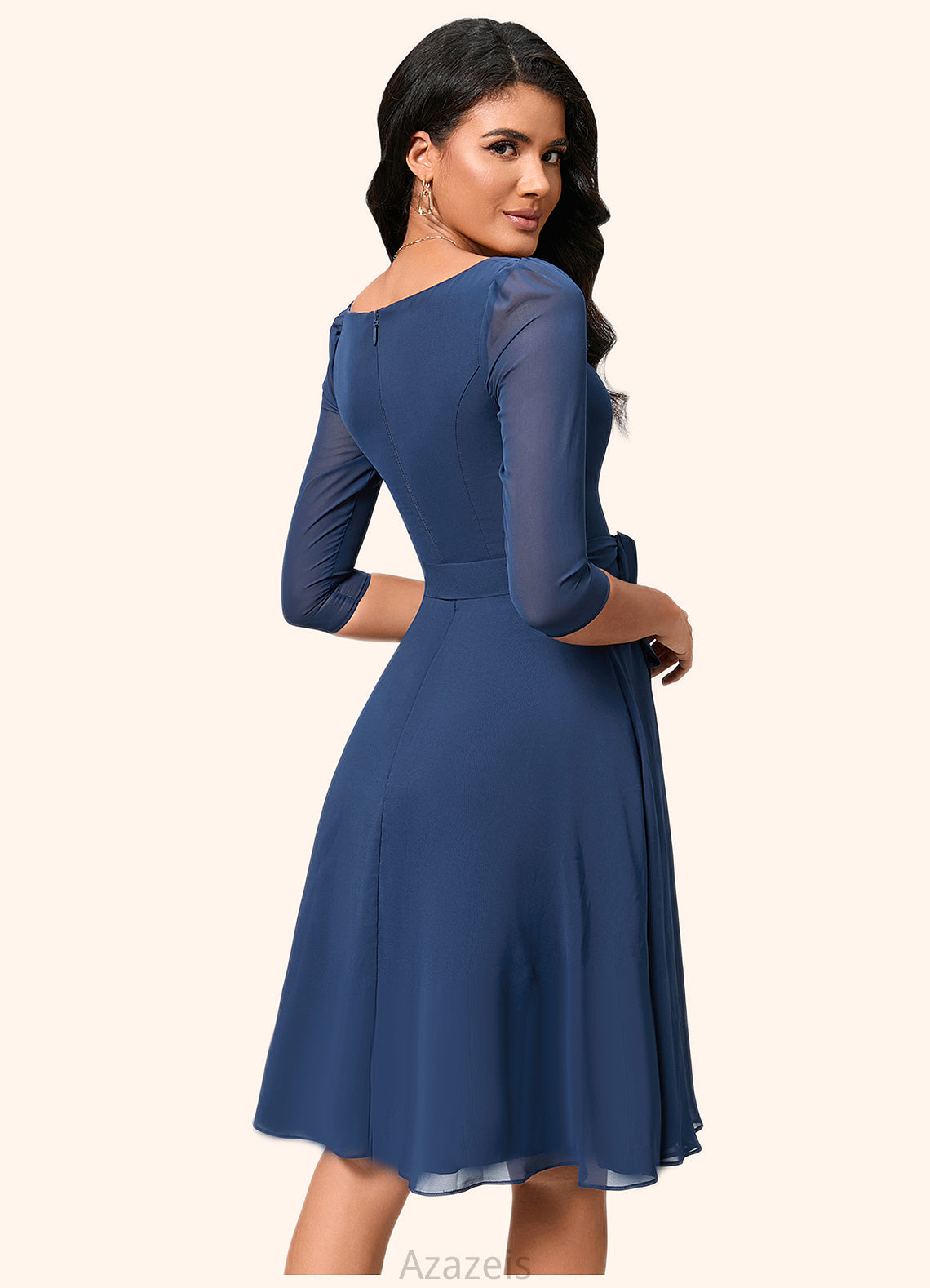 Kasey A-line V-Neck Knee-Length Chiffon Cocktail Dress With Ruffle DFP0022333