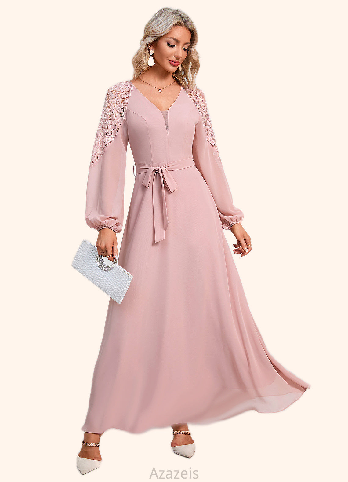 Janae V-Neck Elegant A-line Chiffon Dresses DFP0022360