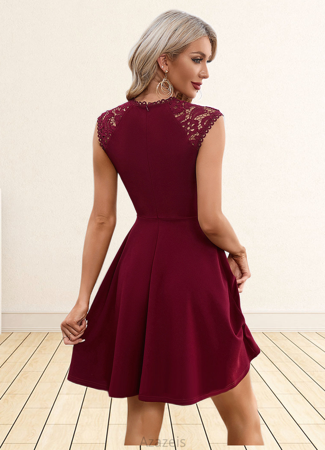 Celeste Appliques Lace Scoop Elegant A-line Polyester Mini Dresses DFP0022418