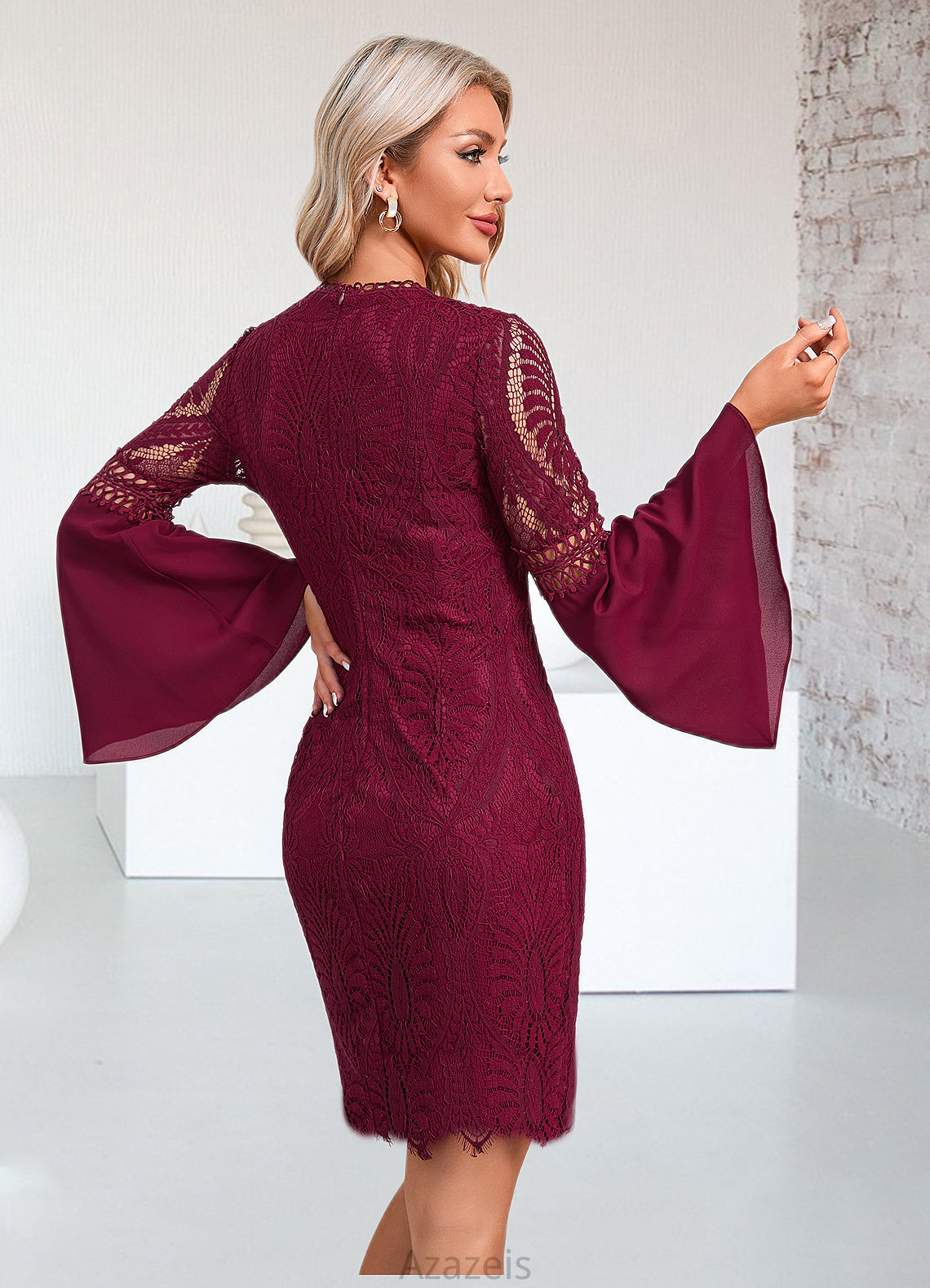 Louisa Cascading Ruffles Scoop Elegant Sheath/Column Lace Dresses DFP0022507