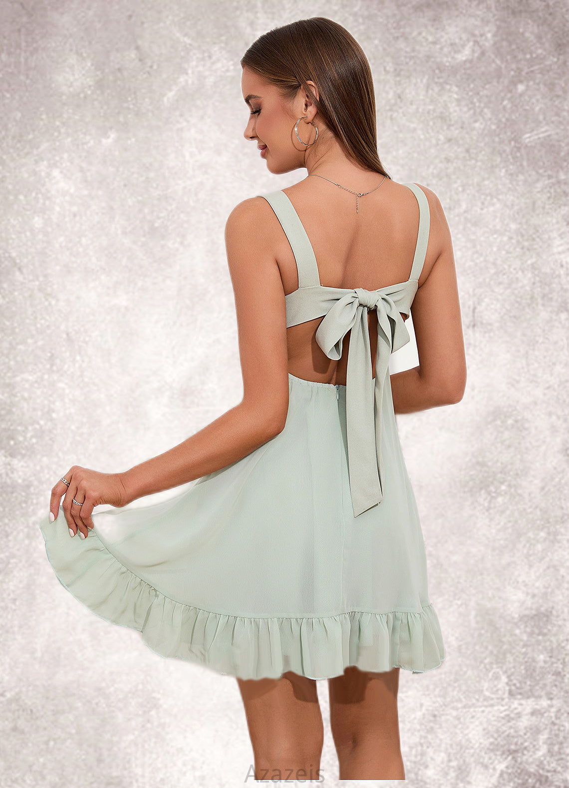 Hailey Cascading Ruffles Sweetheart Sexy A-line Chiffon Mini Dresses DFP0022537