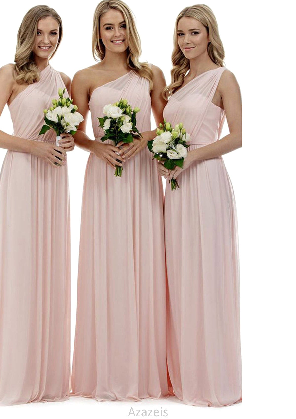 A-Line/Princess One-Shoulder Long/Floor-Length Chiffon Bridesmaid Dresses Serena DFP0025329