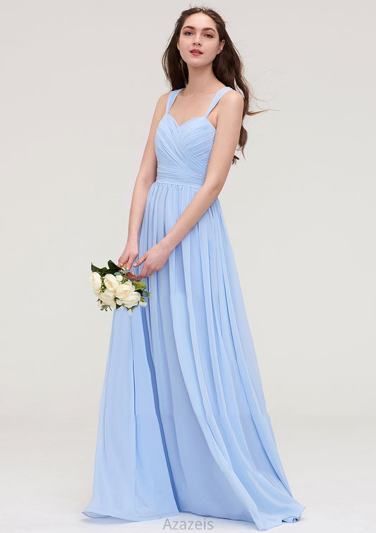 Sleeveless Sweetheart Long/Floor-Length Chiffon A-line/Princess Bridesmaid Dresses With Pleated Viviana DFP0025437